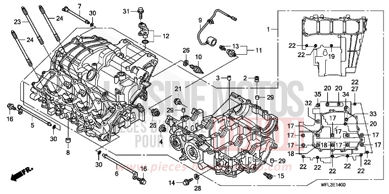 CRANKCASE for CBR1000RR Fireblade GRAPHITE BLACK (NHB01FA) from 2010